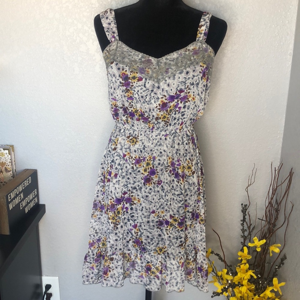 Gray Floral Dress